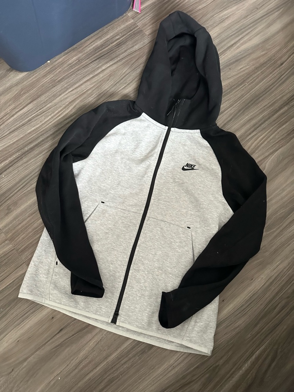 Nike Men's Black and Gray Zip Hoodie